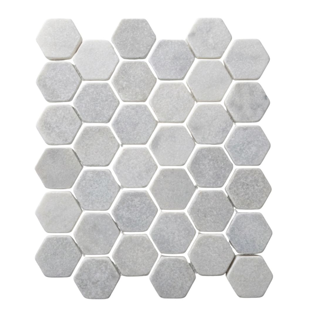 BIANCO WHITE, HEXAGON 3x3, Mosaic - Mediterranean