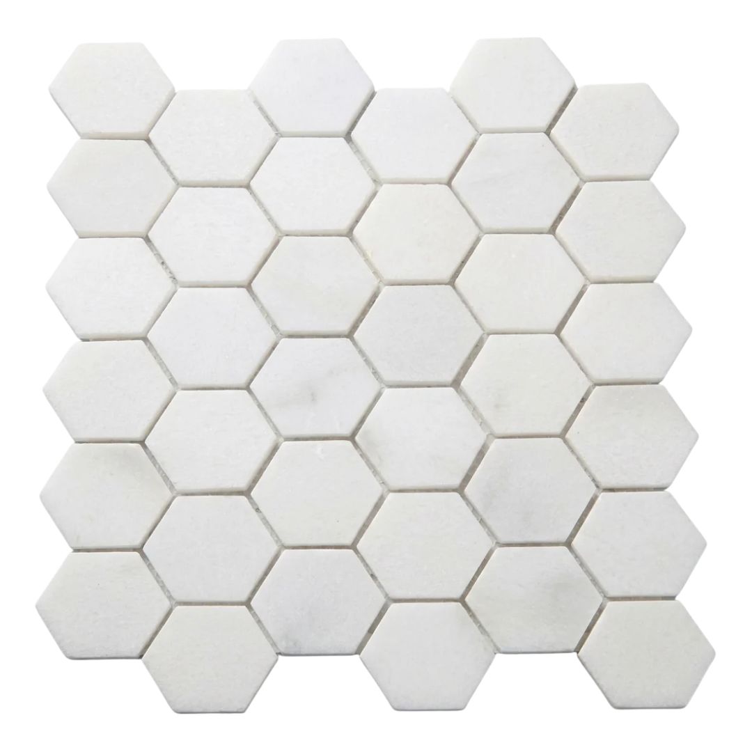 BIANCO WHITE, HEXAGON 3x3, Mosaic - Mediterranean