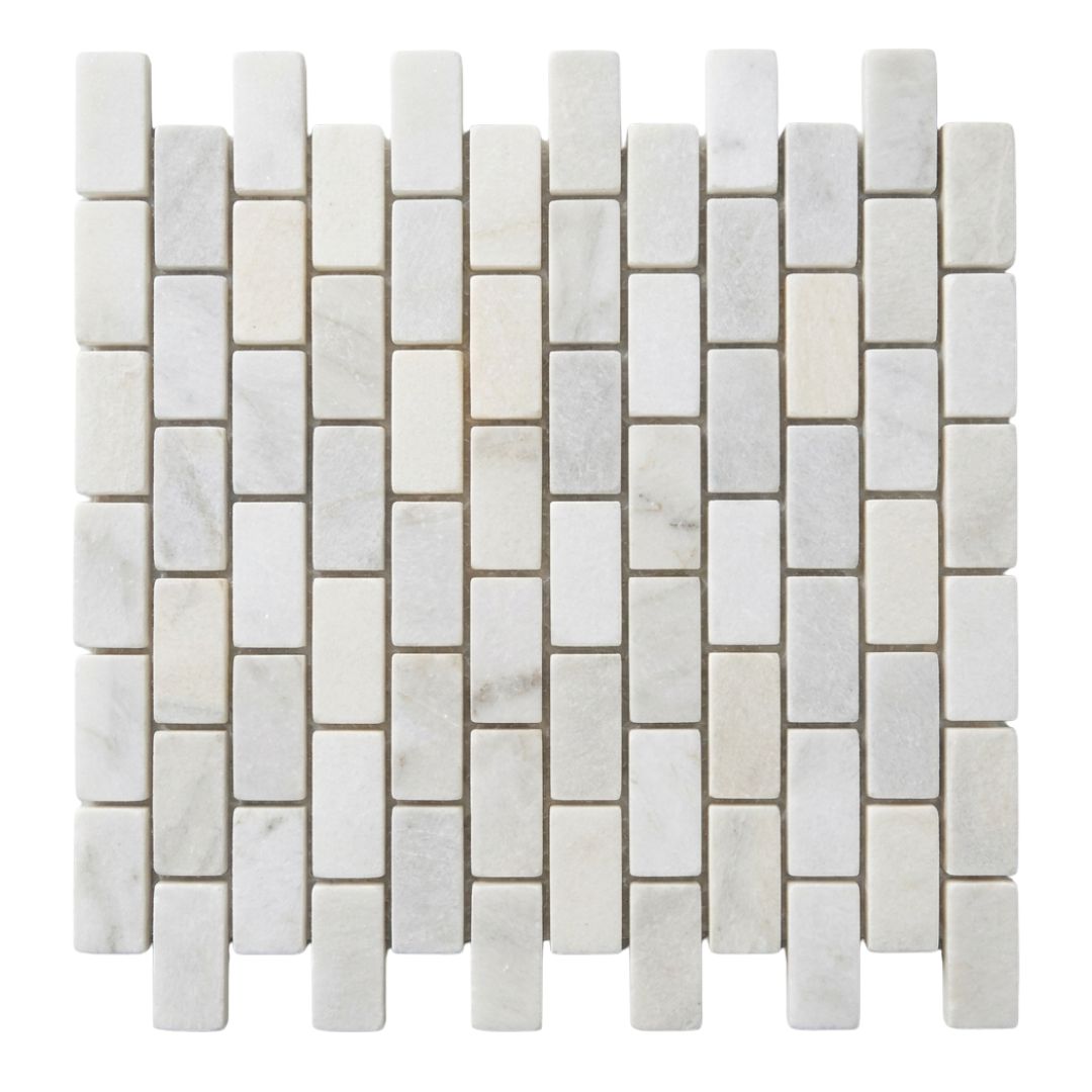BIANCO WHITE, BRICK MINI 2x1, Mosaic - Mediterranean