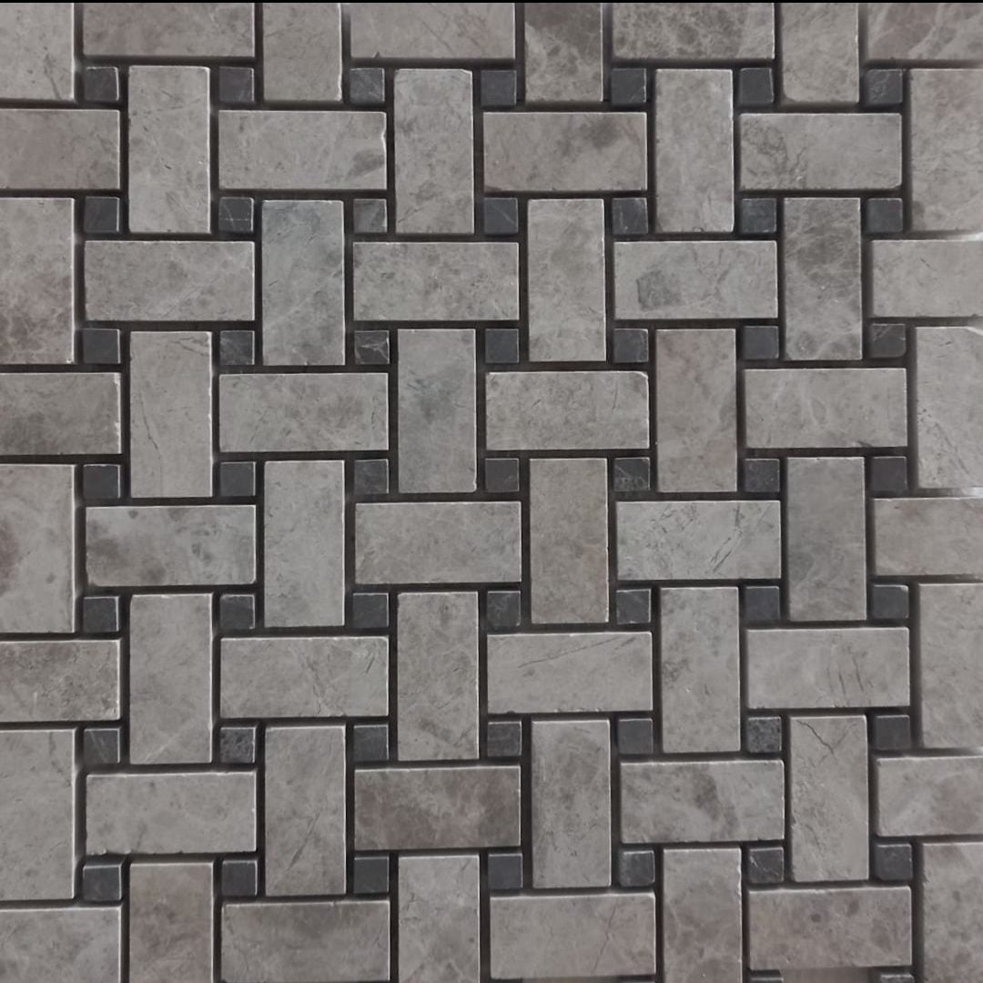 GREY & EMPERADOR, BASKET WEAVE, Mosaic - Mediterranean