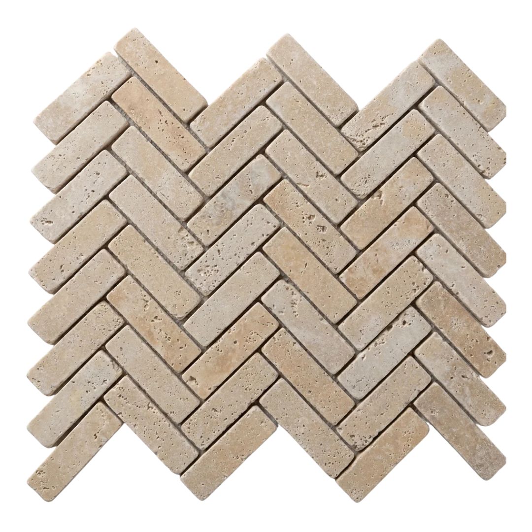 BEIGE, HERRINGBONE 2x1, Mosaic - Mediterranean