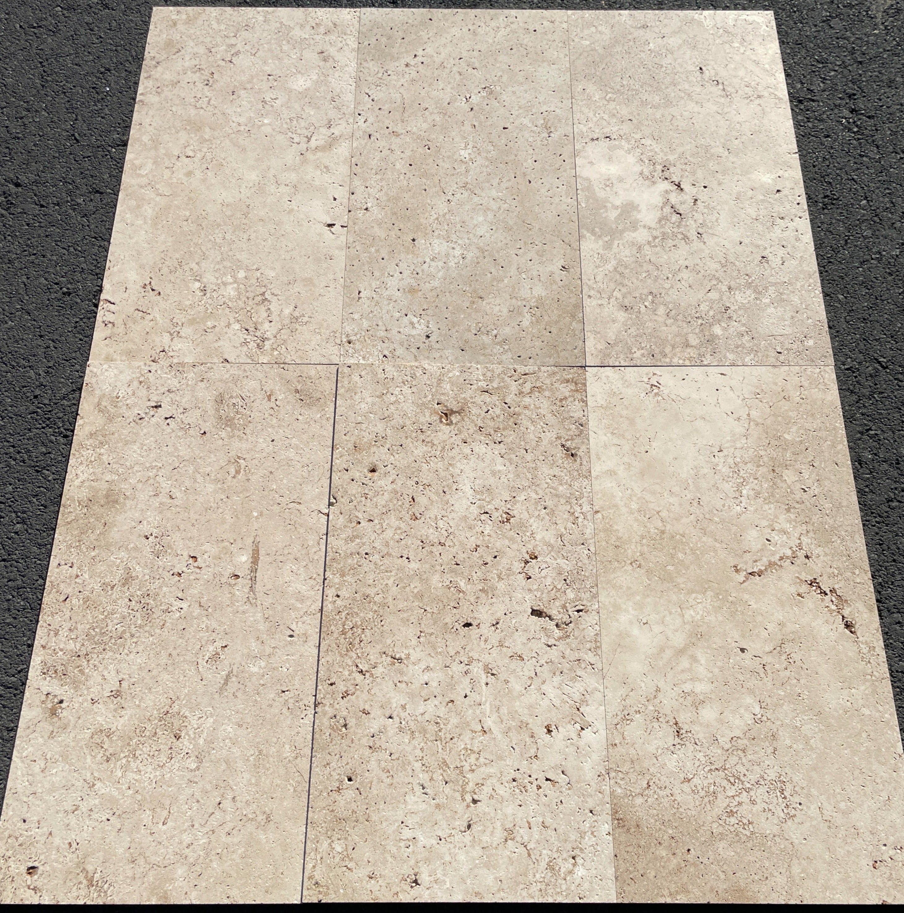 LIGHT WALNUT Travertine brushed/unfilled - 24" x 12" x 1/2" Tile