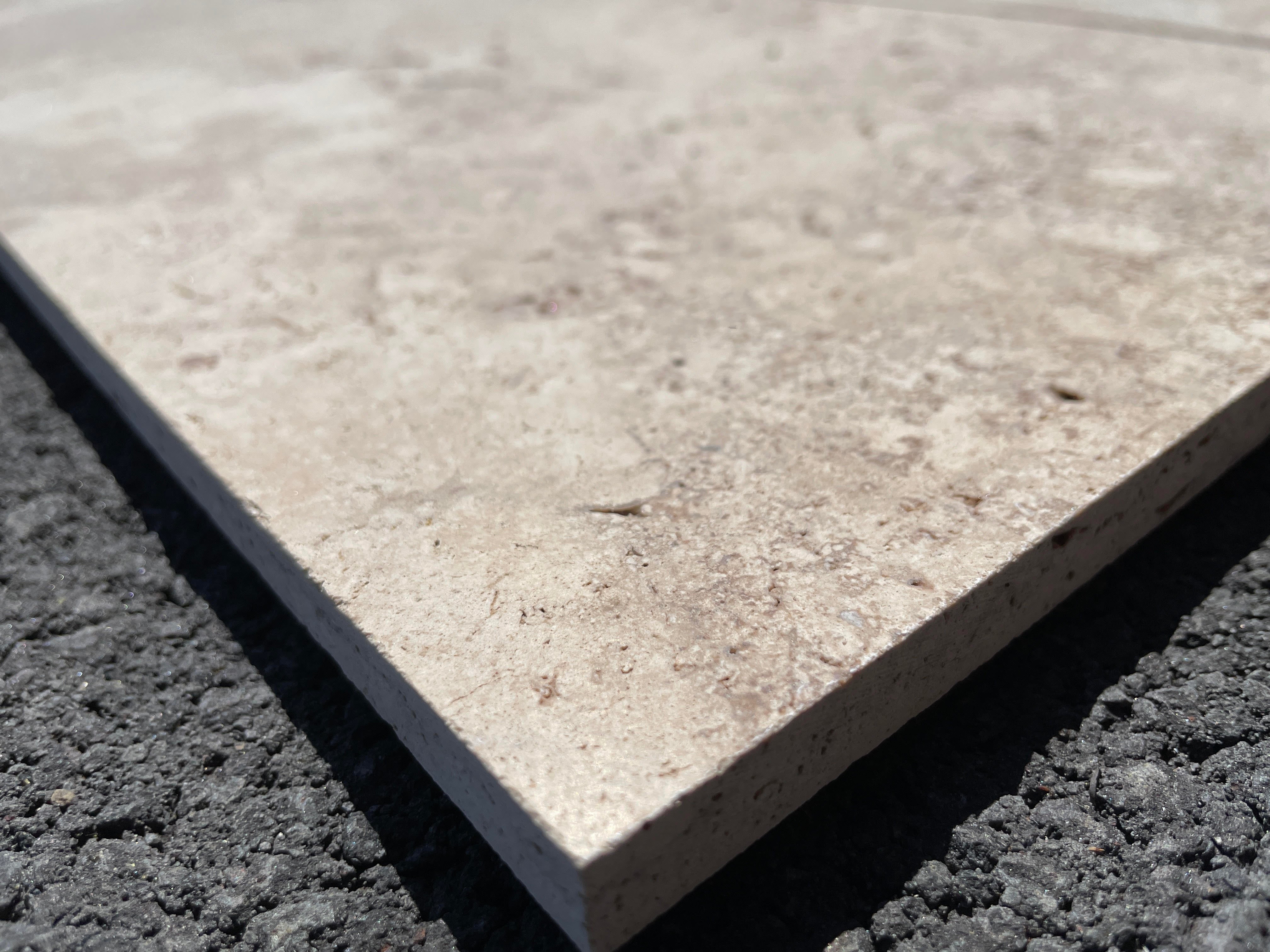 LIGHT WALNUT Travertine brushed/unfilled - 24" x 12" x 1/2" Tile