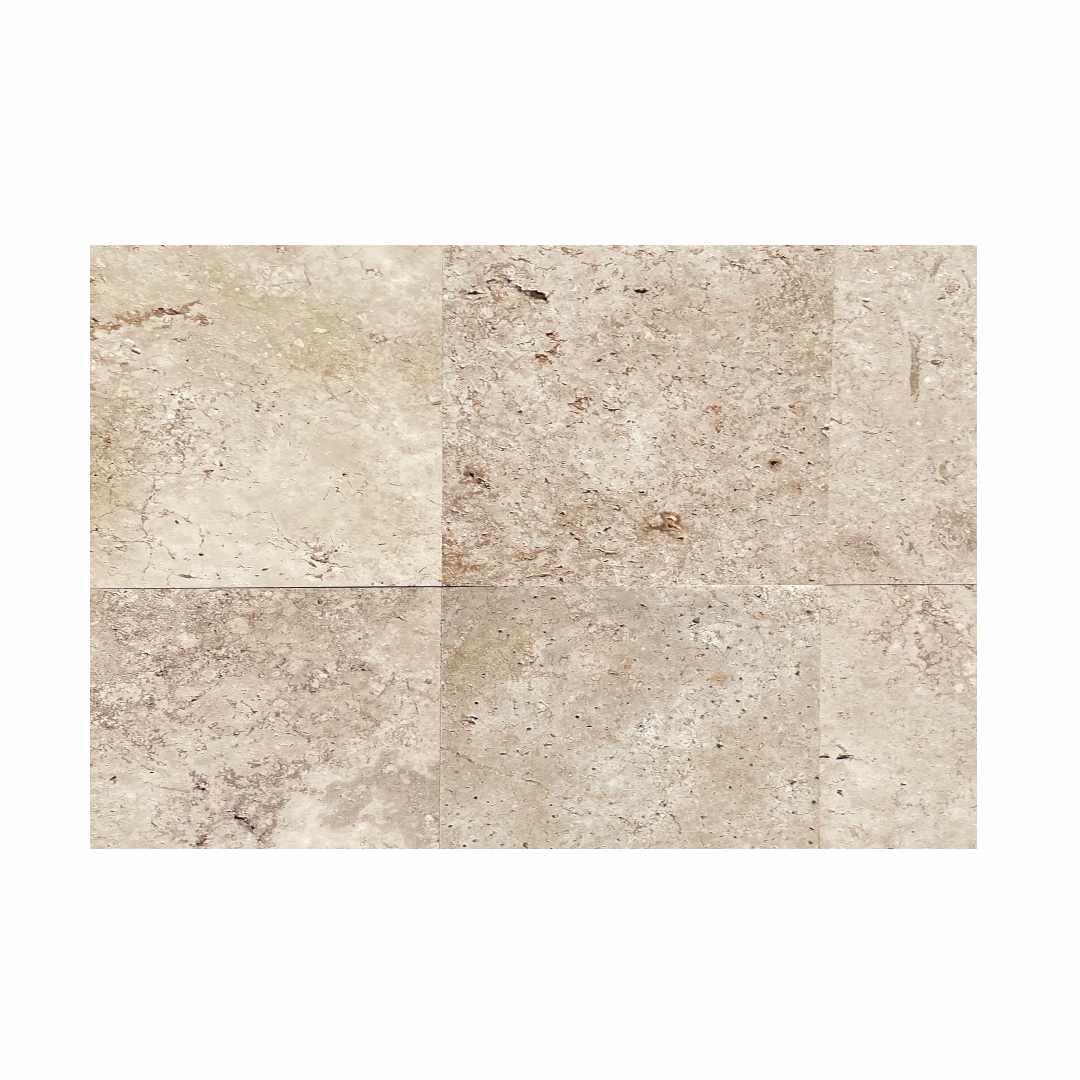 LIGHT WALNUT Travertine brushed/unfilled - 24" x 12" x 1/2" Tile