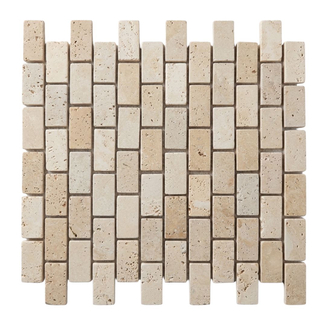 BEIGE, BRICK MINI 2x1, Mosaic - Mediterranean
