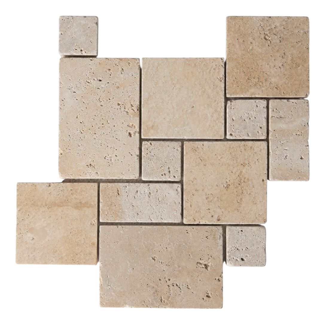 BEIGE, ASHLAR PATTERN, Mosaic - Mediterranean