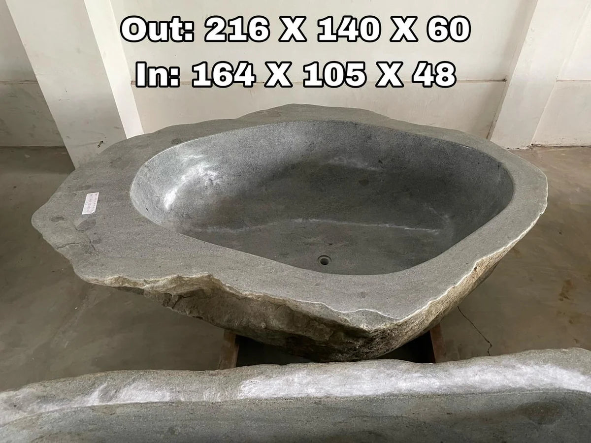 GREY GRANITE Natural hand carved made out of 85"x55"x24" Bathtub