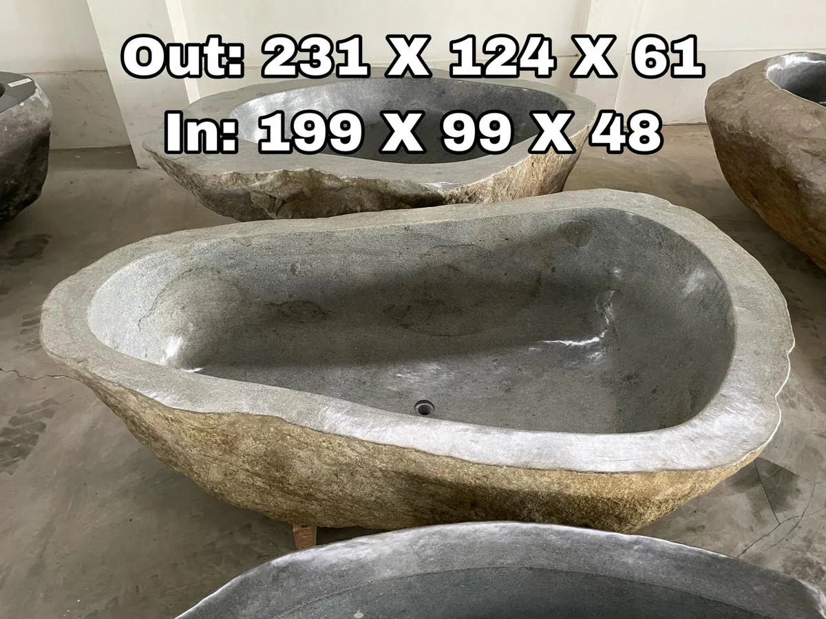 GREY GRANITE Natural hand carved made out of 91"x49"x24" Bathtub