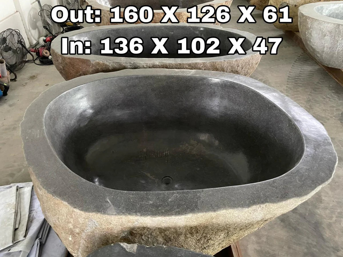 GREY GRANITE Natural hand carved made out of 63"x50"x24" Bathtub