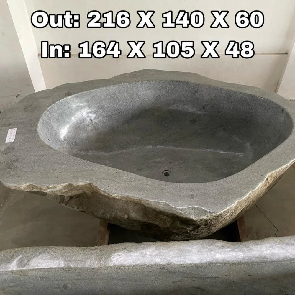 GREY GRANITE Natural hand carved made out of 85"x55"x24" Bathtub