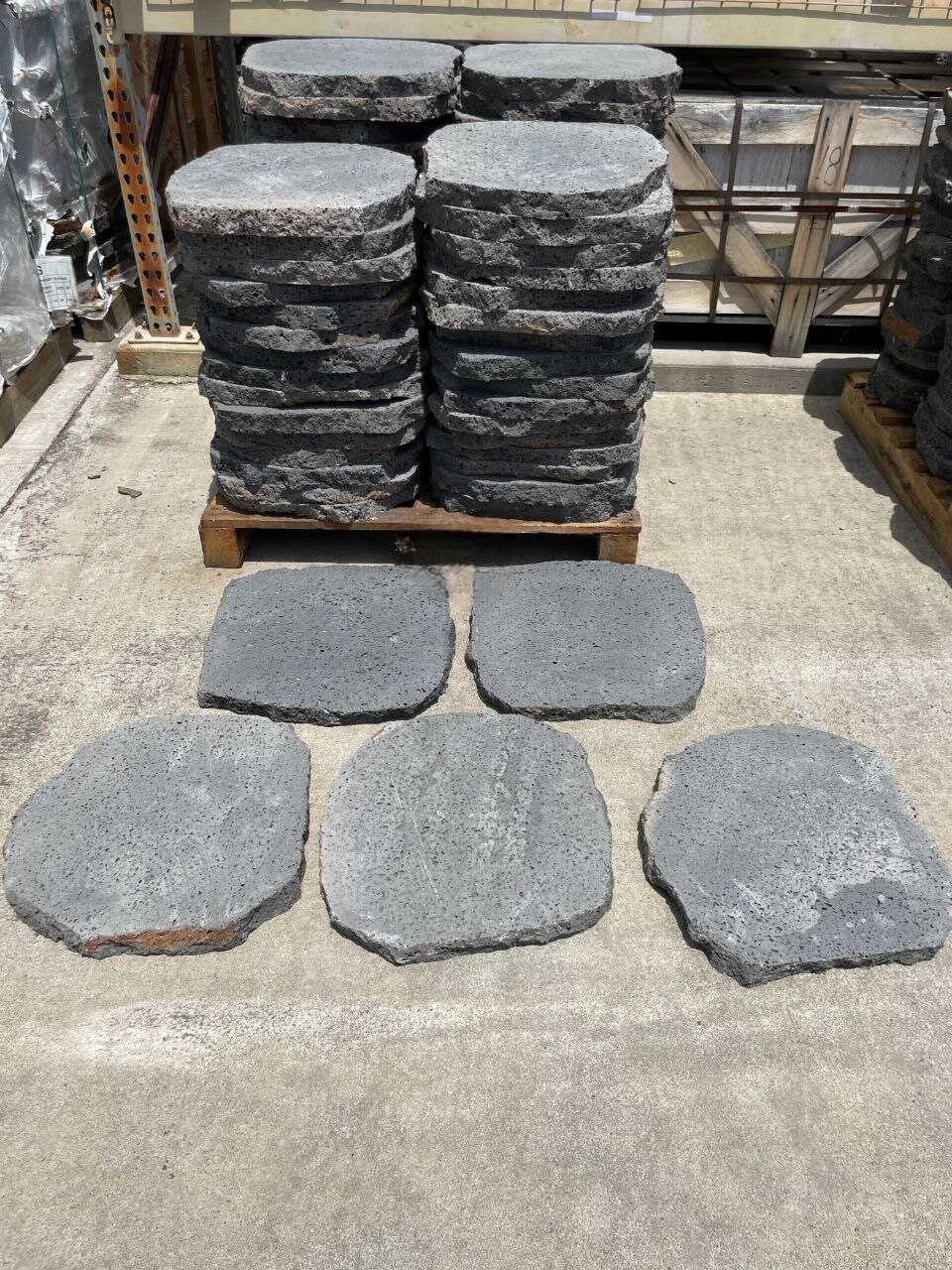 PUKA LAVA GREY - ROUND RANDOM EDGE, Basalt brushed - 18" diameter & up x 1 1/2" Paver - Rocks in Stock