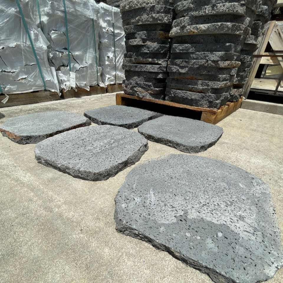 PUKA LAVA GREY - ROUND RANDOM EDGE, Basalt brushed - 18" diameter & up x 1 1/2" Paver - Rocks in Stock