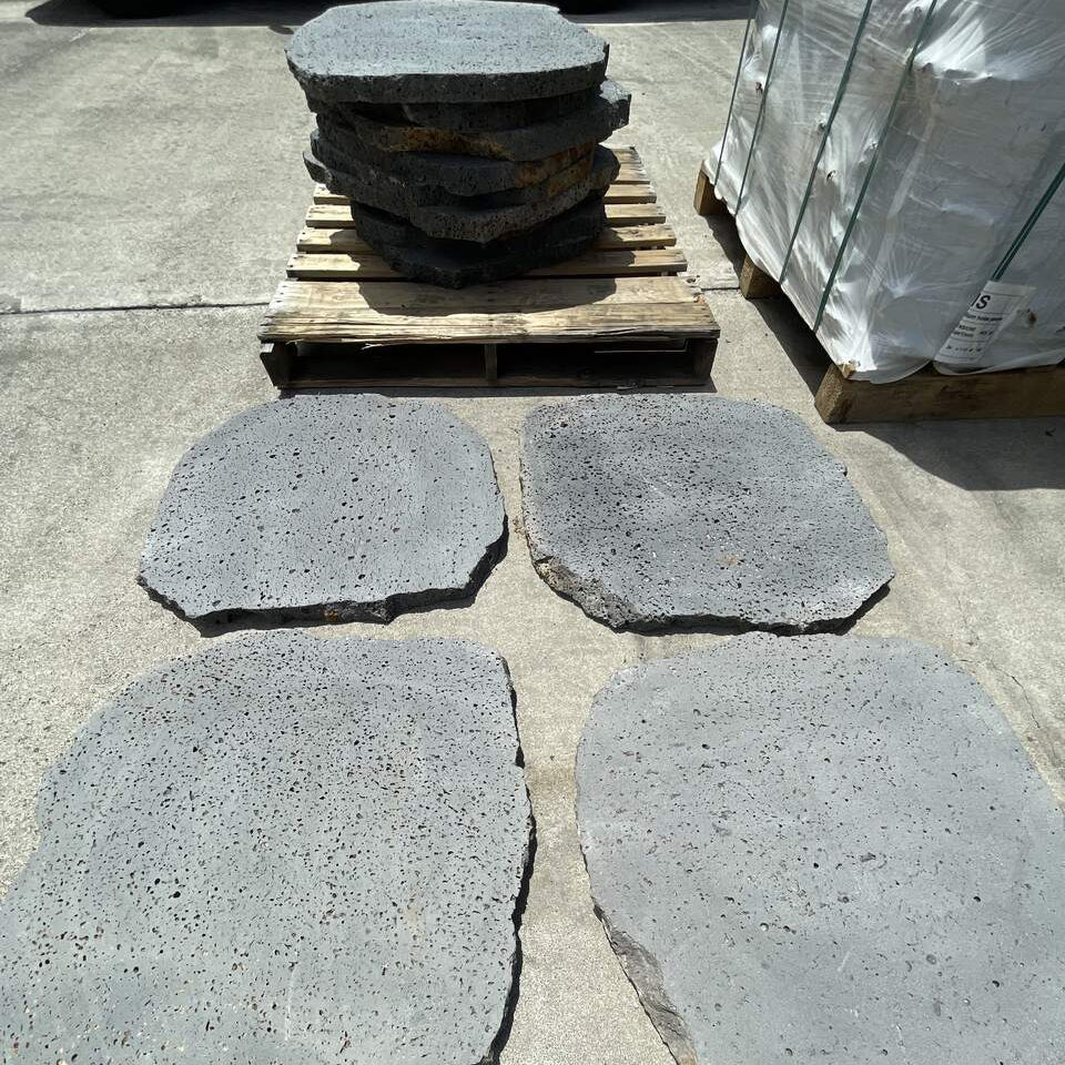 PUKA LAVA GREY - ROUND RANDOM EDGE, Basalt brushed - 24" diameter & up Paver - Rocks in Stock