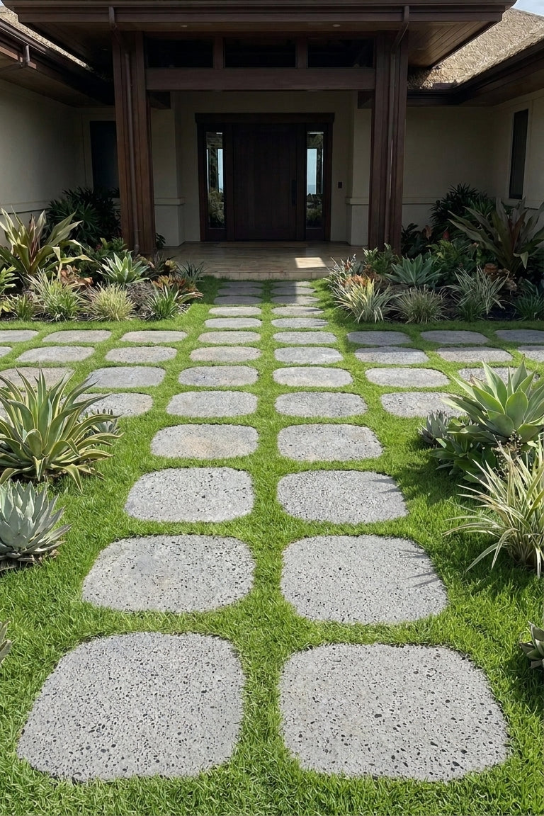 PUKA LAVA GREY - TUMBLED ROUND RANDOM EDGE, Basalt TUMBLED - 24" diameter & up 1 1/2" Paver (4 SF/PC)