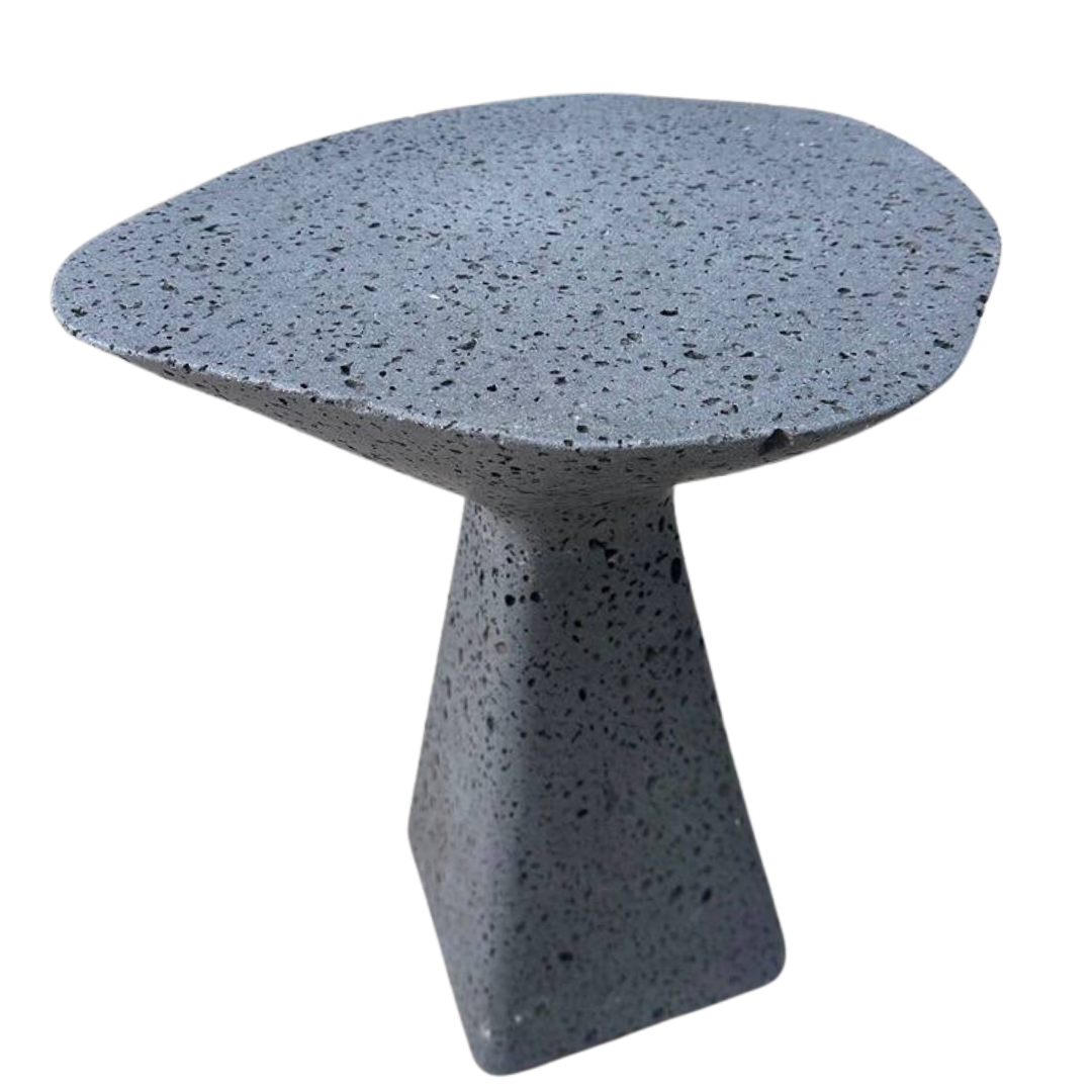 PUKA LAVA GREY Basalt honed random round top & rounded square base - Round Table