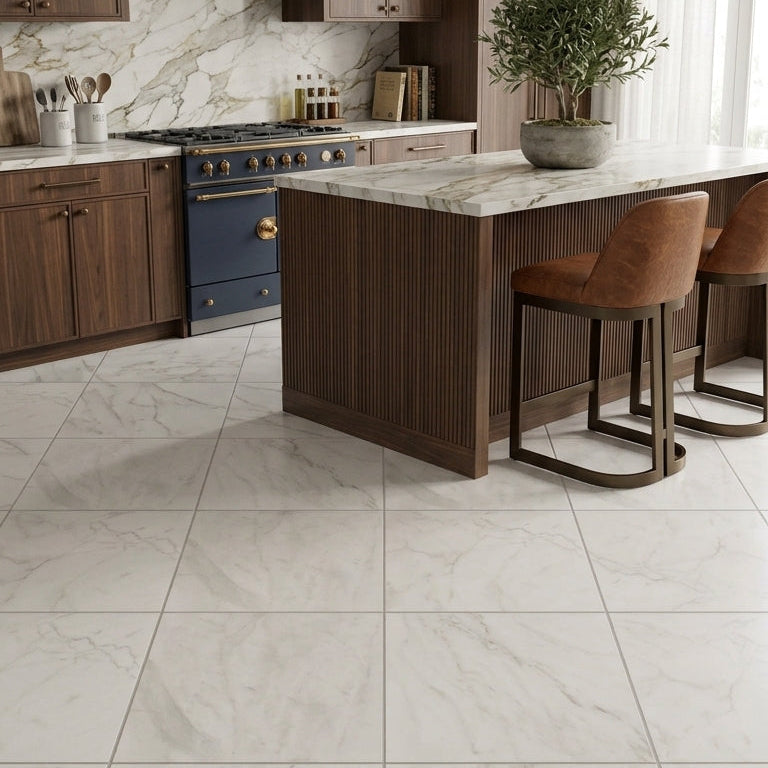 CALACATTA WHITE Marble polished 18" x 18" (2.25 SF/PC) - Tile