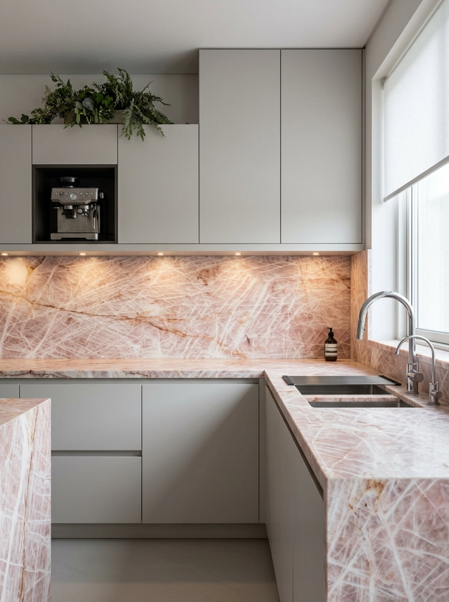 CRISTALLO ROSA Quartzite polished 2cm thick - Slab