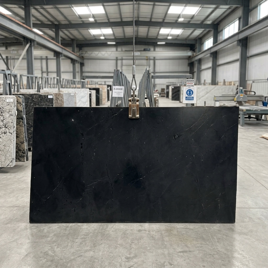 DIAMOND BLACK Quartzite leather 3cm thick - Slab