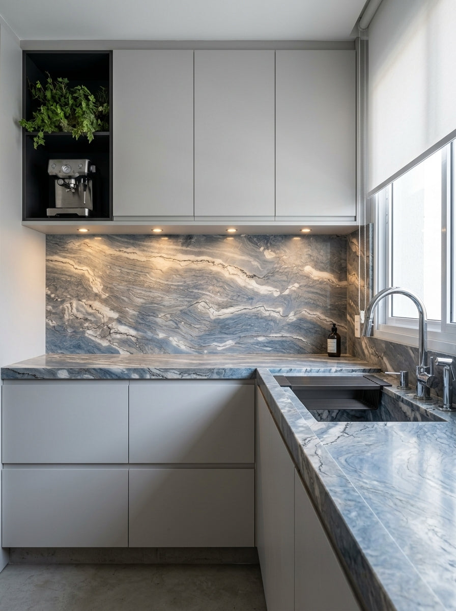 NUVOLE BLUE Quartzite polished 3cm thick - Slab