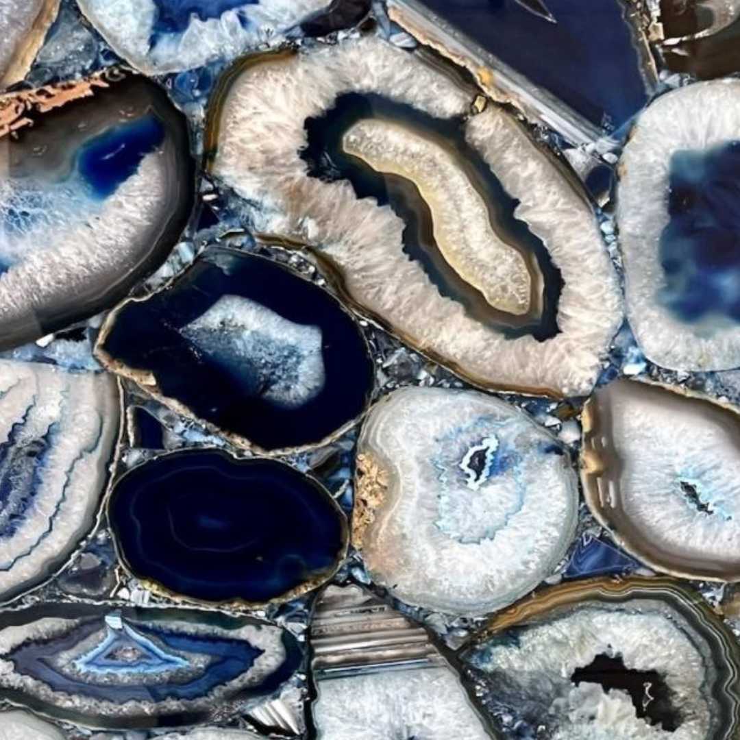 AGATE BLUE Semi Precious Agate Gemstone polished 2cm thick - Slab