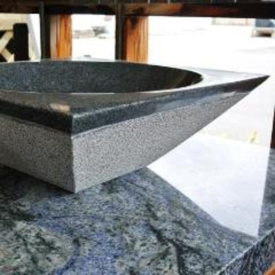 DARK GREY RAKED Granite polished interior/top & raked exterior - Sink