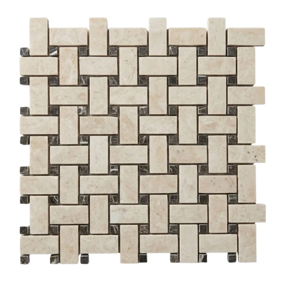 BEIGE & EMPRADOR, BASKET WEAVE, Mosaic - Mediterranean