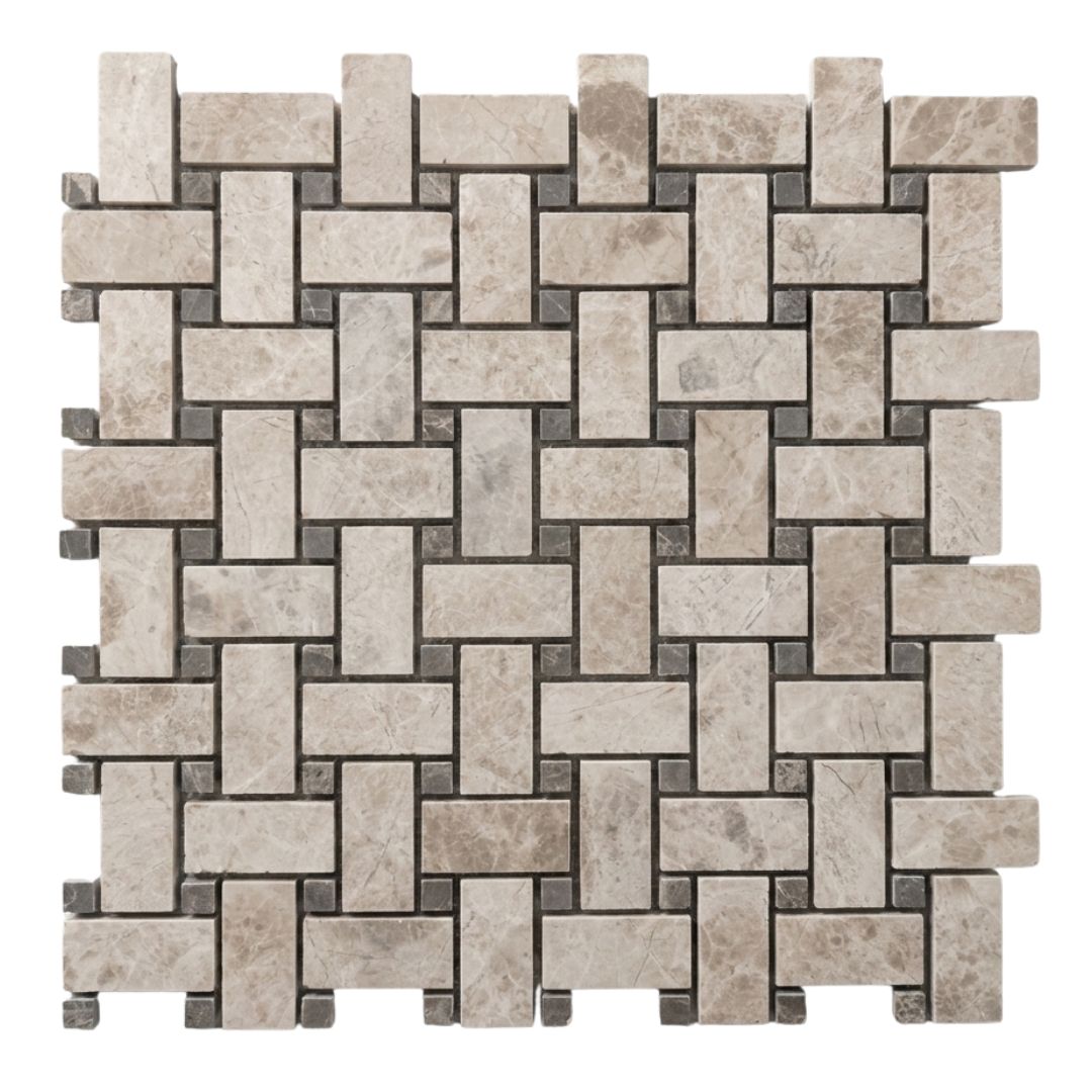 GREY & EMPRADOR, BASKET WEAVE, Mosaic - Mediterranean
