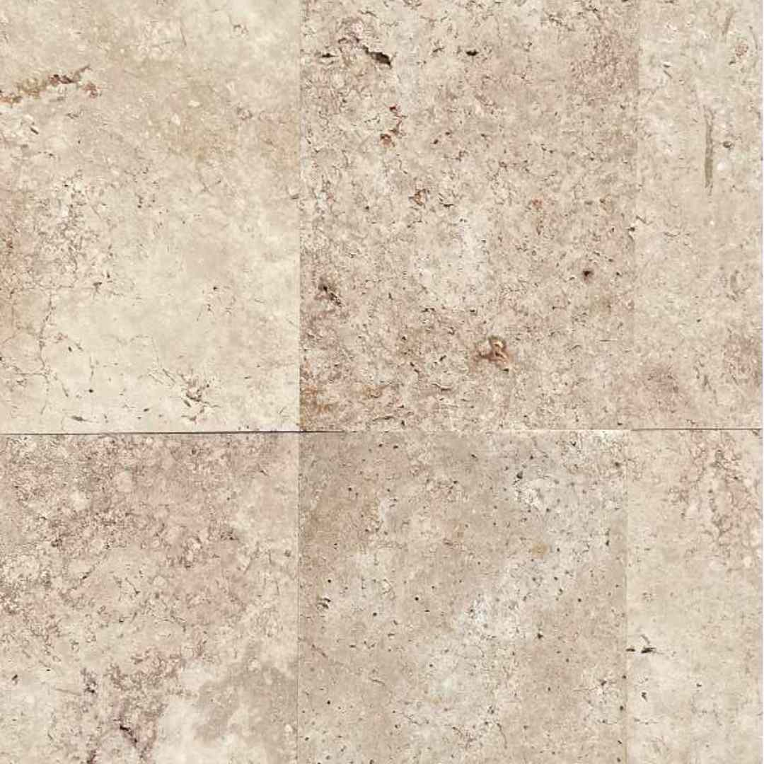 LIGHT WALNUT Travertine brushed/unfilled - 24" x 12" x 1/2" Tile