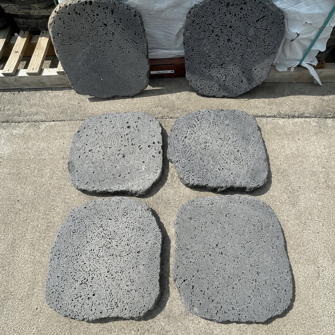 PUKA LAVA GREY - ROUND RANDOM EDGE, Basalt tumbled - 18" diameter & up x 1 1/2" Paver (2.25 SF/PC)