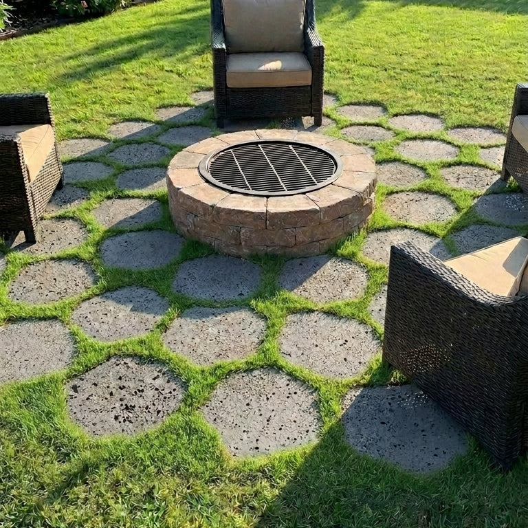 PUKA LAVA GREY - ROUND RANDOM EDGE, Basalt brushed - 12" diameter & up x 1 1/2" Paver (1 SF/PC)
