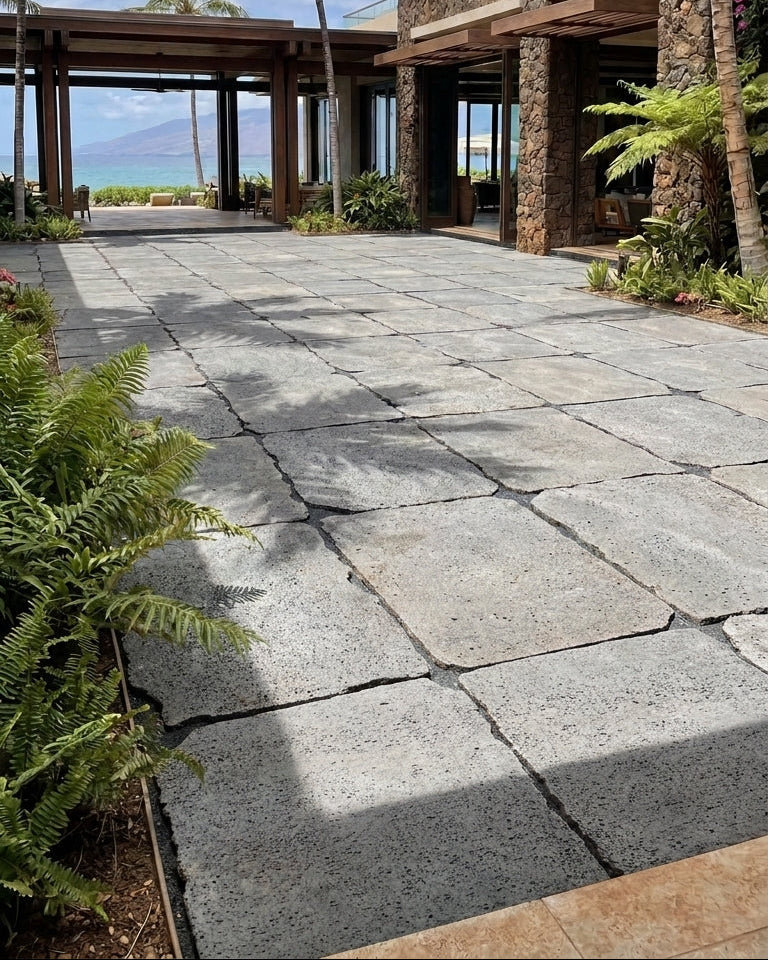 PUKA LAVA GREY - NATURAL RECTANGLE RANDOM EDGE, Basalt BRUSHED - 36" x 24" x 3/4" Paver (6 SF/PC)