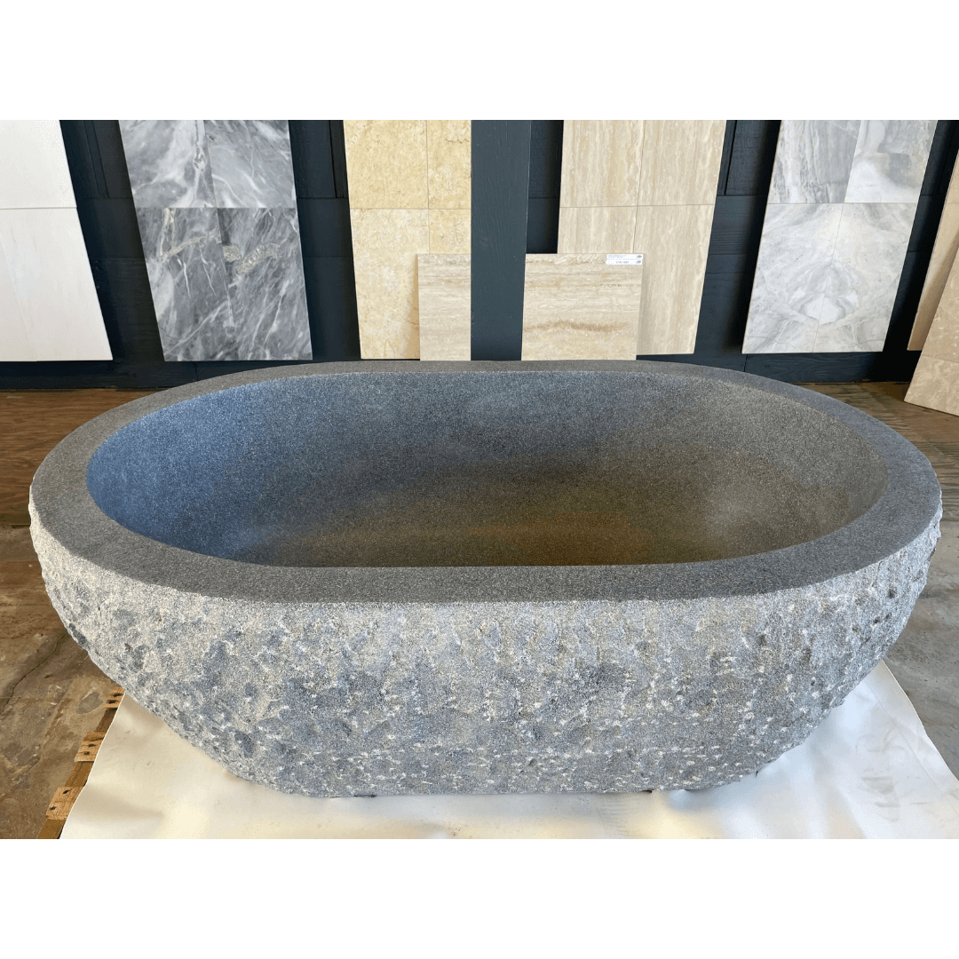 Granite-Bathtub-CHARCOAL GREY Granite honed/filled Oval-in - Stone Supplier - Rocks in Stock