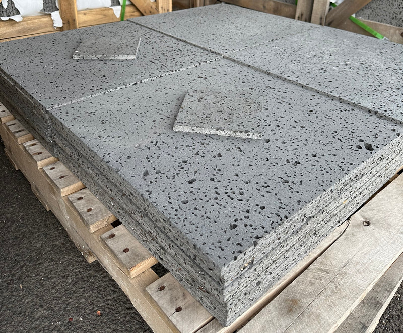 Basalt-Tile-Flooring-PUKA LAVA GREY Basalt brushed Straight Edge 18" x 18"- Stone Supplier - Rocks in Stock