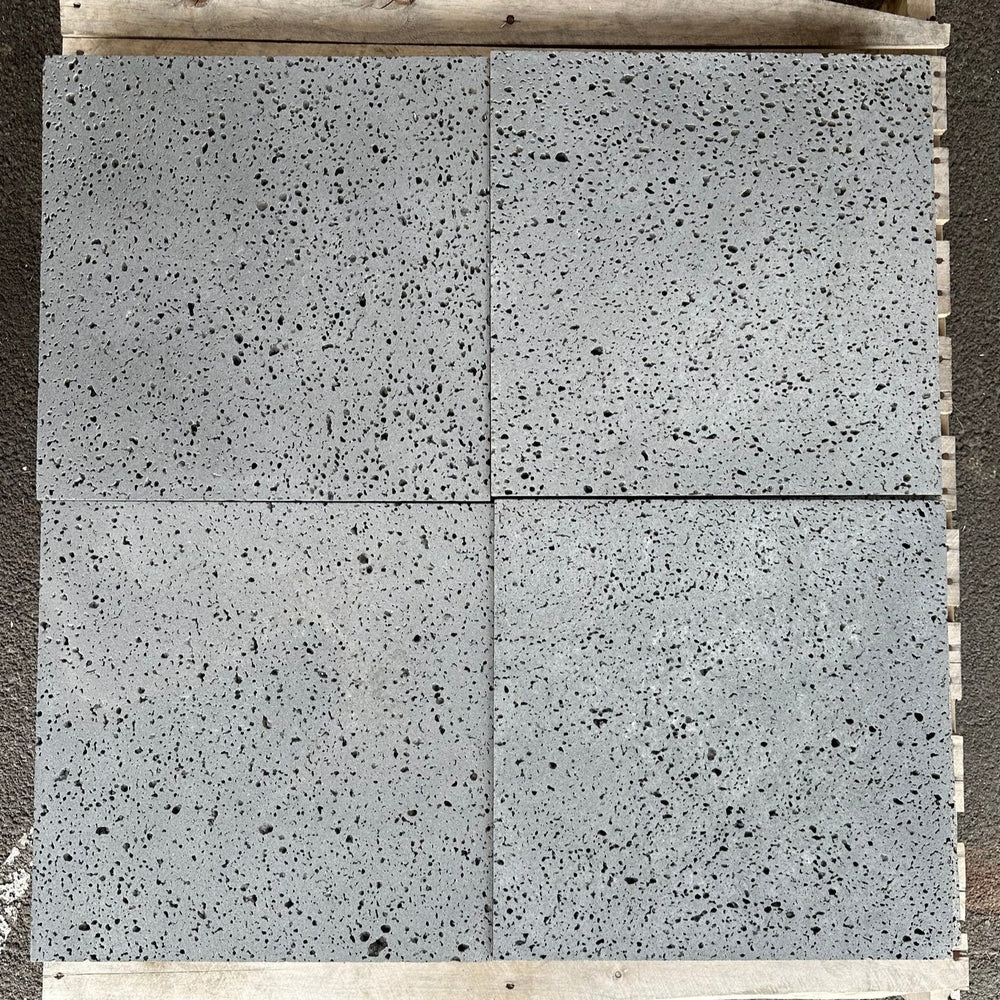 Puka lava grey straight edge basalt brushed 18 x 18 tile