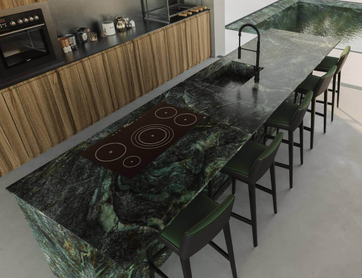 Paradise Blue Quartzite polished 2cm thick Slab - Rocks in Stock