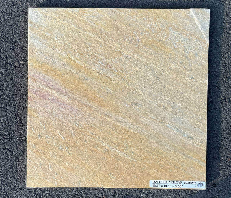 Quartzite-Tile-Flooring-DAFFODIL YELLOW Quartzite gauged, natural 18.5" x 18.5" Tile- Stone Supplier - Rocks in Stock