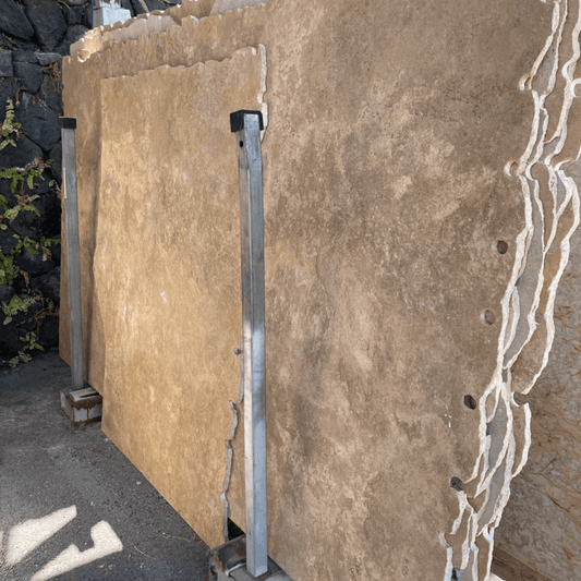 Andes Noce Travertine brushed filled 2cm thick slab - Rocks in Stock