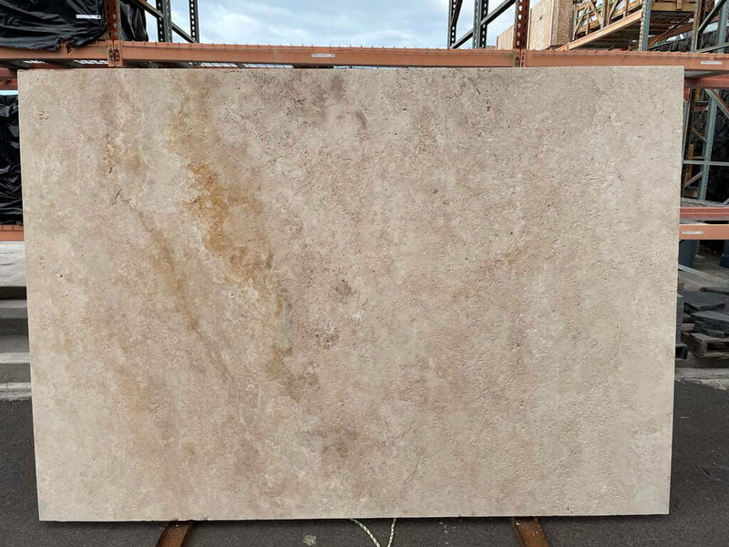 Travertine-Slab-Countertops-LIGHT WALNUT Travertine brushed/unfilled slab 2cm thick- Stone Supplier - Rocks in Stock