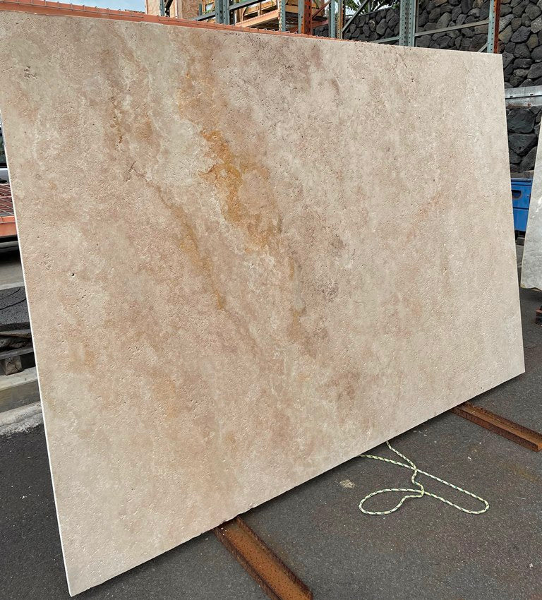 Travertine-Slab-Countertops-LIGHT WALNUT Travertine brushed/unfilled slab 2cm thick- Stone Supplier - Rocks in Stock